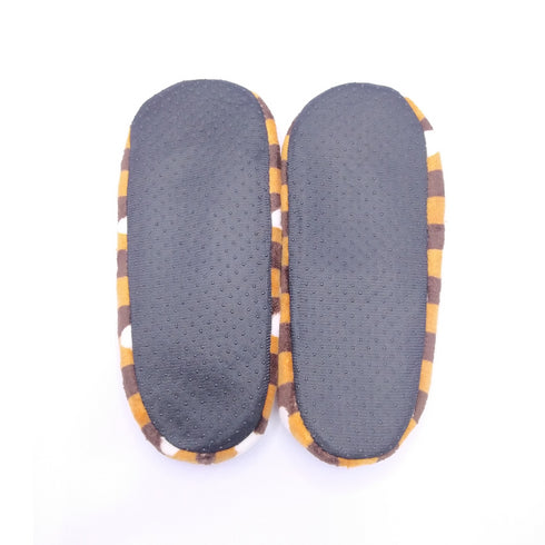 Women's Super Soft Fuzzy Slippers with Brown Stripes